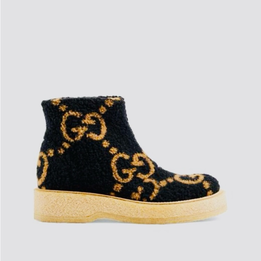 NWT Gucci Hooper GG Wool & leather Booties - Picture 7 of 13